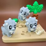Baby Triceratops with Desert Showcase | 3D Printable Files (STL, 3MF)
